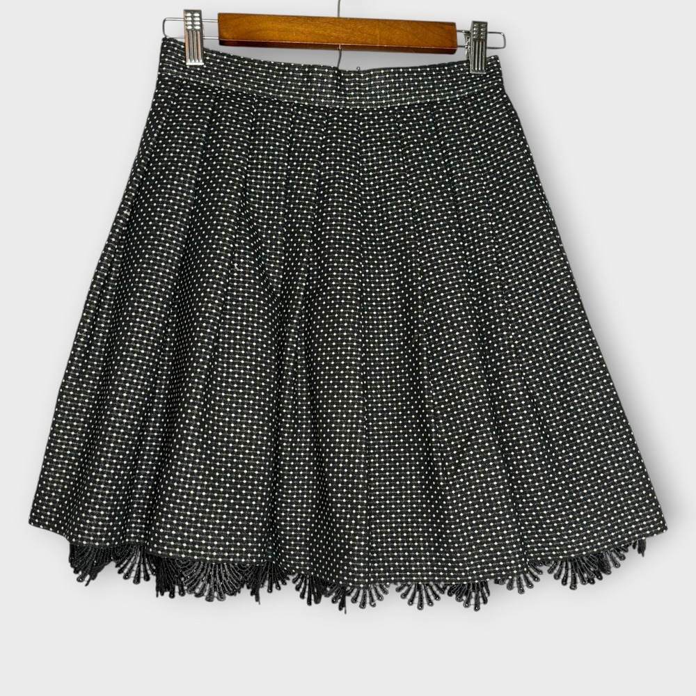 Retro Black White‎ Polka Dot Skirt Lace Twirl Pin Up Whimsygoth Glamour Sz Small